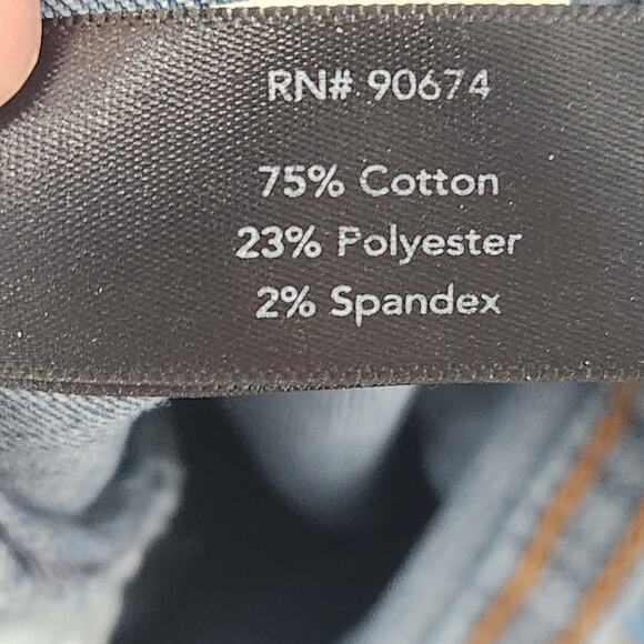 Boston Proper Blue Denim Black Lace Applique High Rise Skinny Jeans Women's 14 - Picture 3 of 9